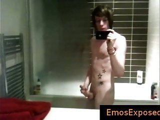 Hot gay emo wanking his uncut dick