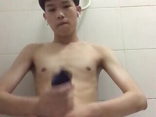 Horny Asian twink jerking